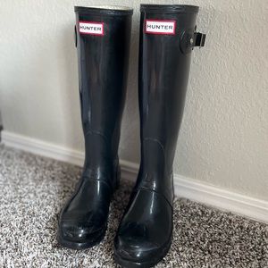 HUNTER Original Rain Boots - Tall Glossy Black Women’s Size 7